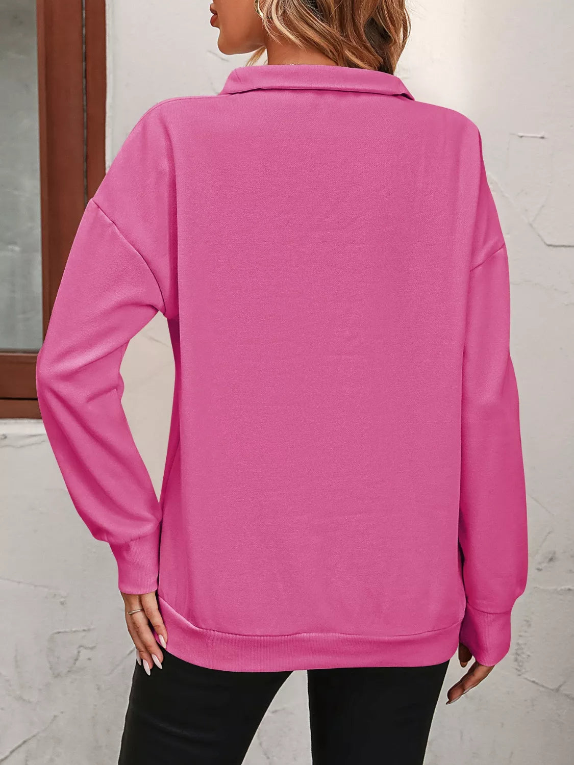 Quarter Zip Dropped Shoulder Sweatshirt (21)