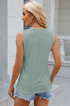 Eyelet V-neck Wide Strap Tank (24)