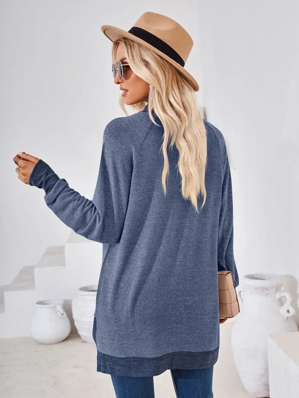 Contrast Mock Neck Long Sleeve T-shirt (2)