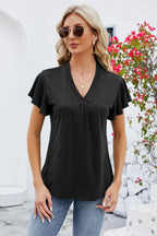 V-neck Flutter Sleeve T-shirt (15)