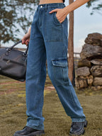 High Waist Cargo Jeans (4)