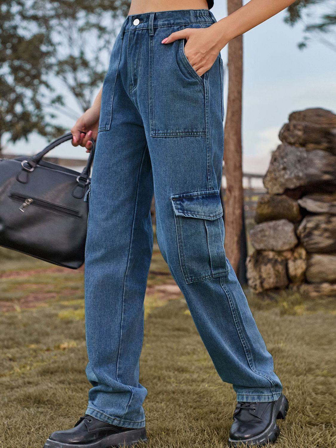 High Waist Cargo Jeans (4)