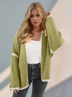 Contrast Open Front Dropped Shoulder Cardigan (5)