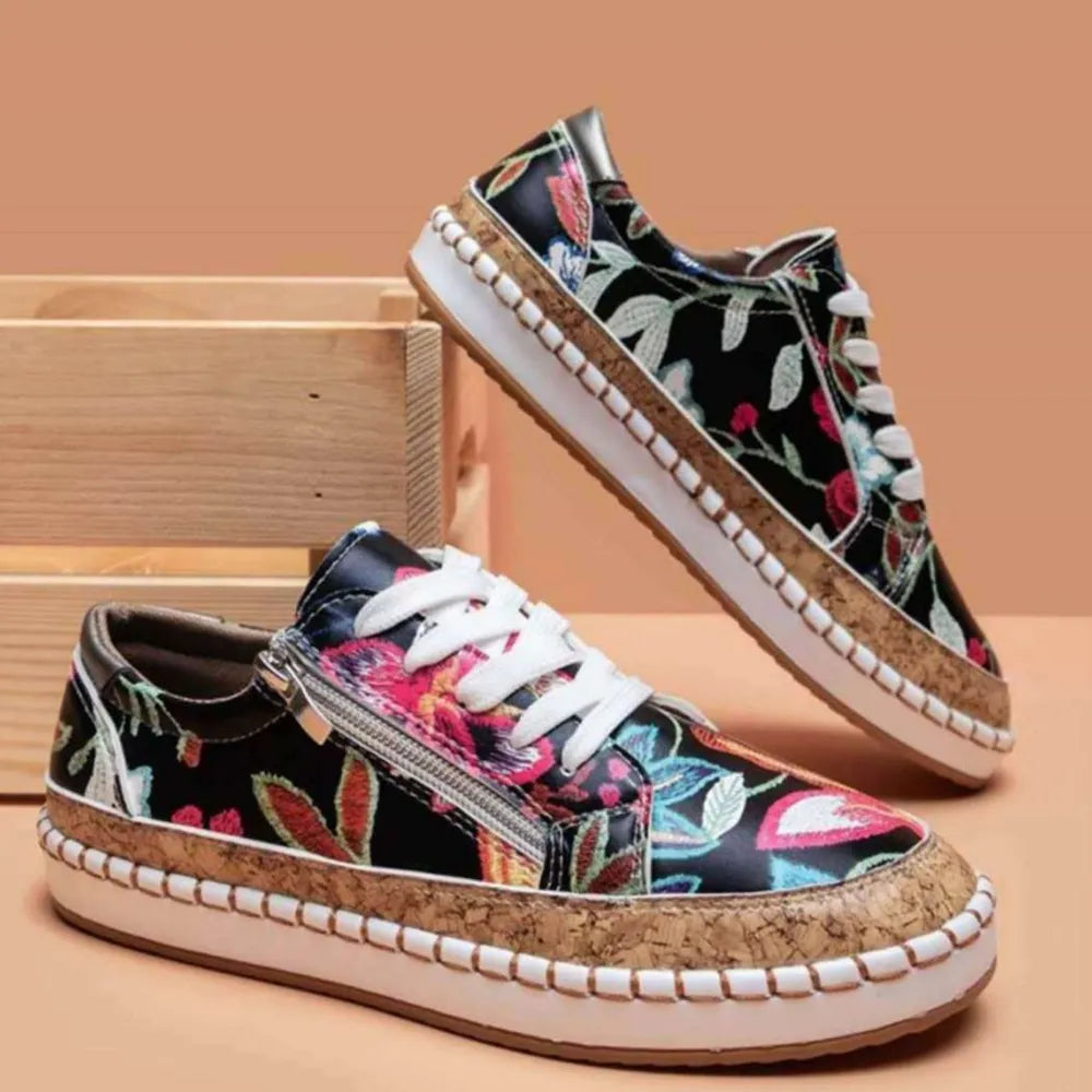 Pu Leather Round Toe Flats Sneakers (2)