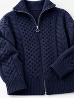 Full Size Cable-knit Zip-up Cardigan Plus (10)