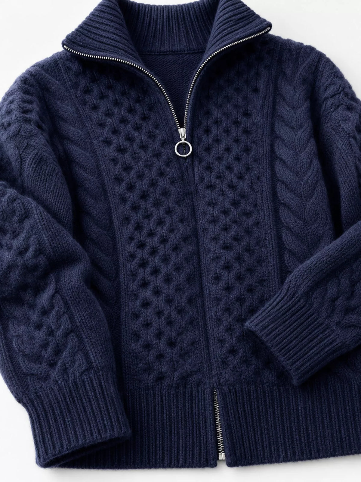 Full Size Cable-knit Zip-up Cardigan Plus (10)