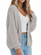 Full Size Chunky Knit Button-down Cardigan Plus (38)
