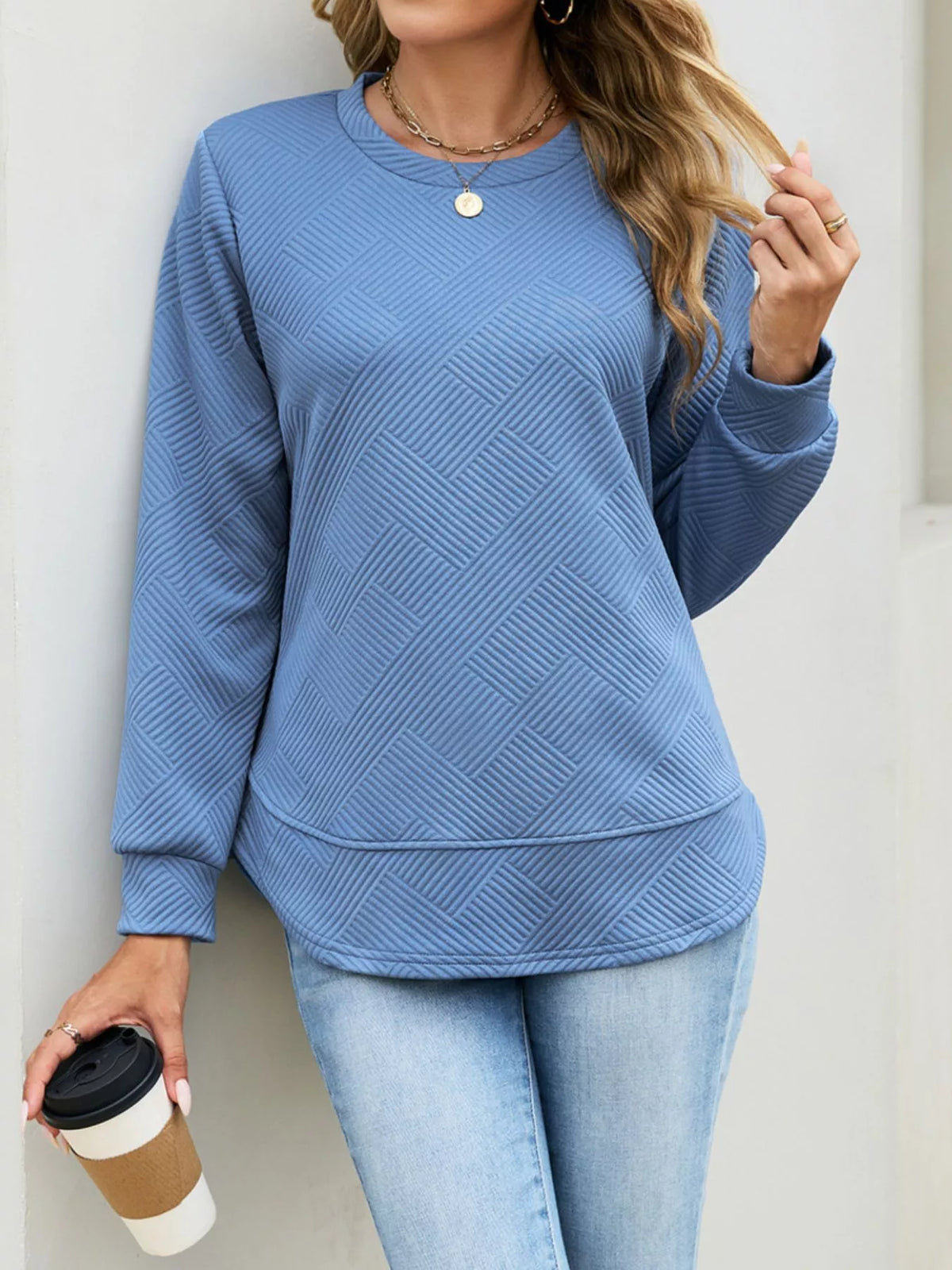 Textured Crew Neck Sweatshirt (5)