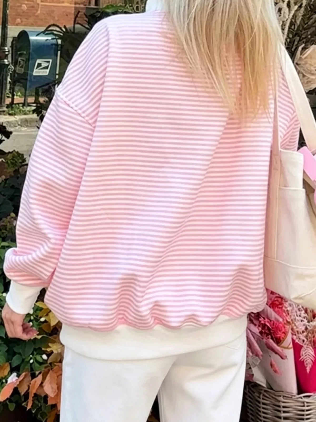 Oversized Striped Crew Neck Sweatshirt (9)