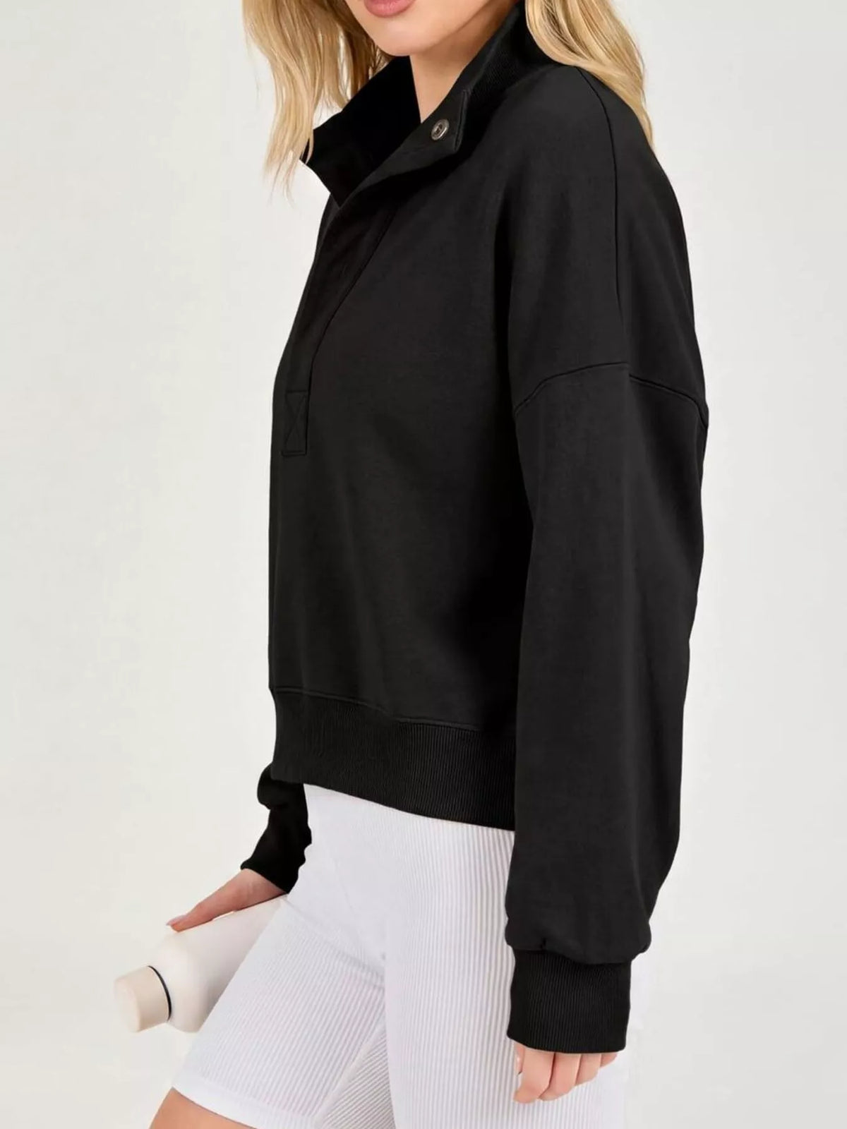 Half Snap Dropped Shoulder Sweatshirt (3)