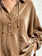 Oversized Velvet Drawstring Blouse (6)