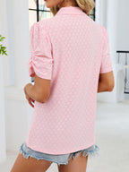 Eyelet Short Sleeve Blouse (15)