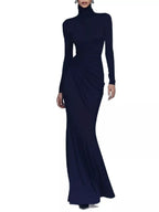 Turtleneck Long-sleeve Ruched Maxi Dress (4)