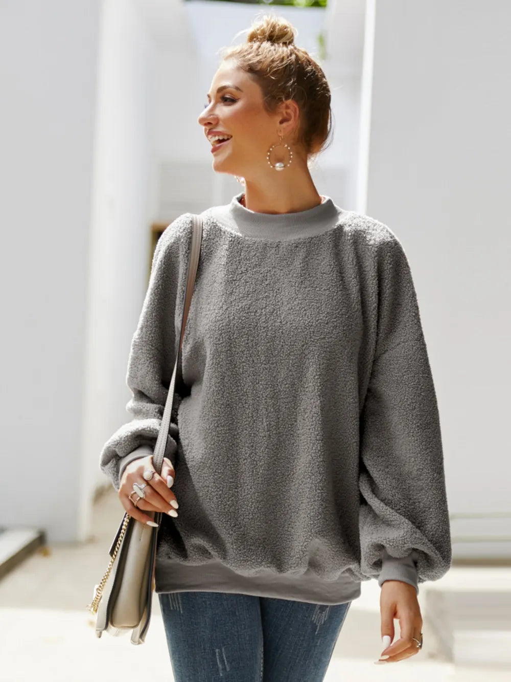 Mock Neck Dropped Shoulder Sweatshirt (7)