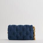 Blue Oversized Denim Quilted Shoulder Messenger Bag Chain photo 5
