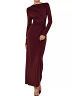 Ruched Long Sleeve Bodycon Maxi Dress (7)