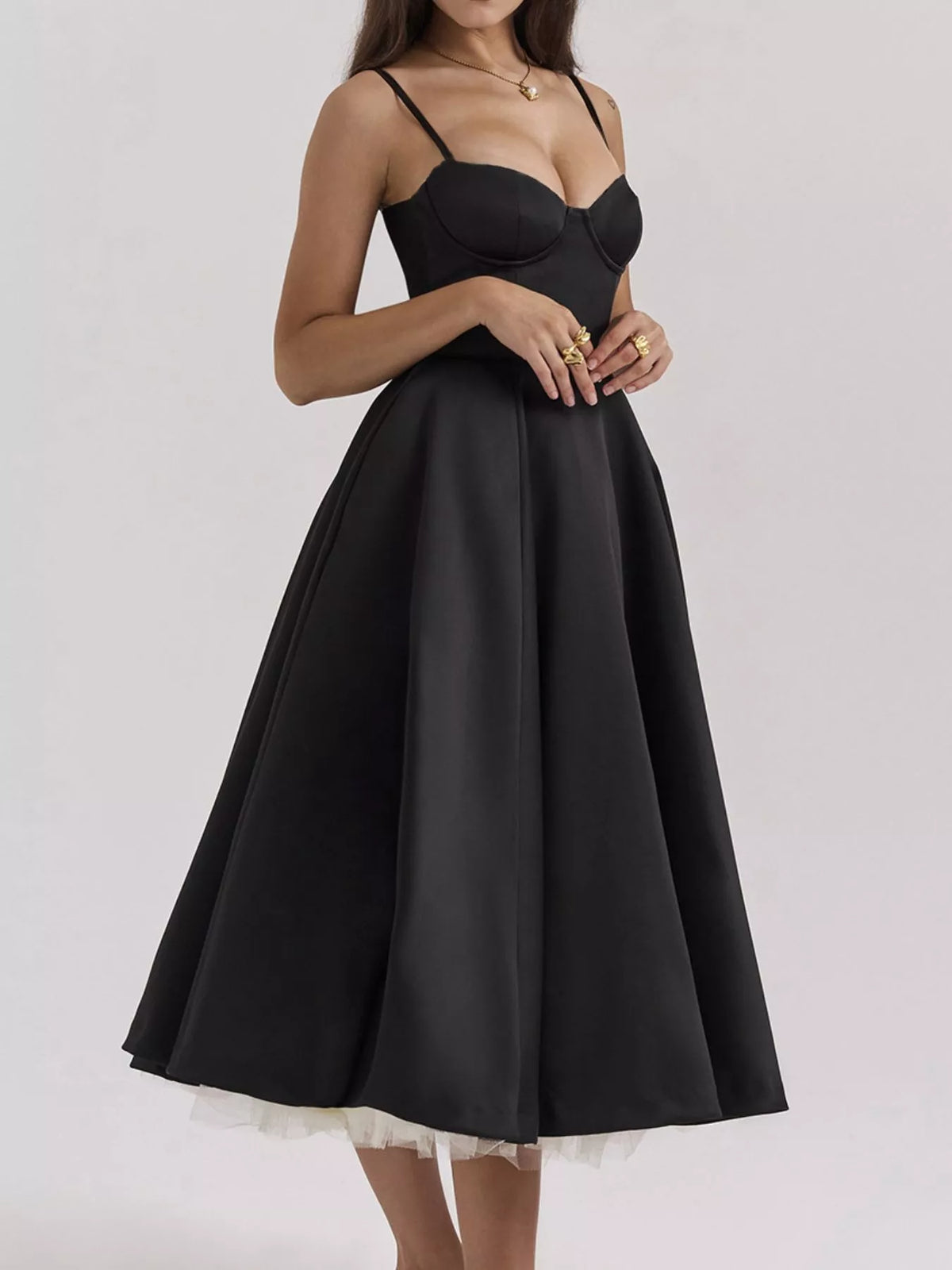 Sweetheart Neck A-line Midi Dress (3)