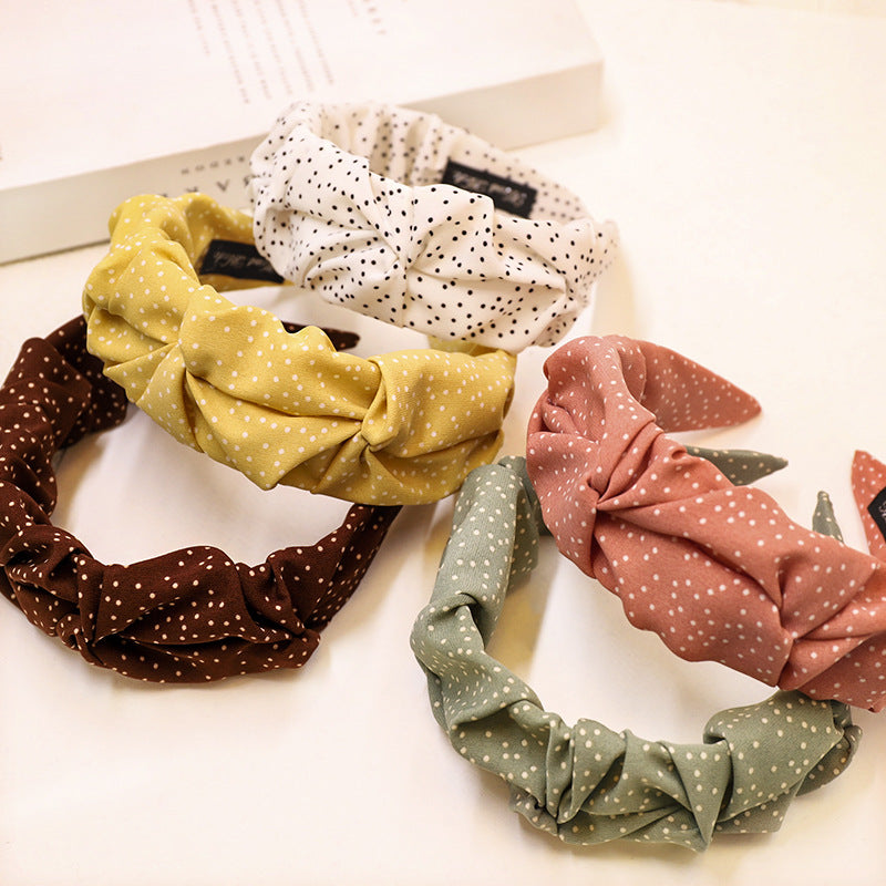 Polka Dot Headband Hair Accessories Simple Folds Wide Brim photo 1