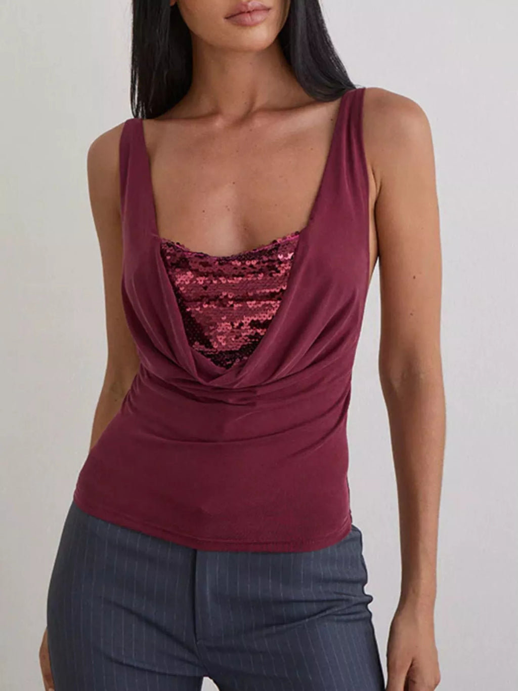 Sequin Detail Ruched Tank (5)