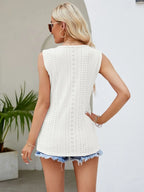 Eyelet Lace Detail V-neck Tank (4)