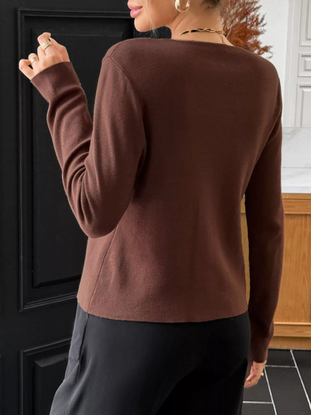 Button-up Long Sleeve Knit Cardigan (19)