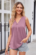 V-neck Curved Hem Satin Tank (3)