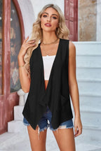 Eyelet Open Front Sleeveless Cardigan (5)