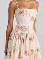Floral Spaghetti Straps Midi Dress (25)