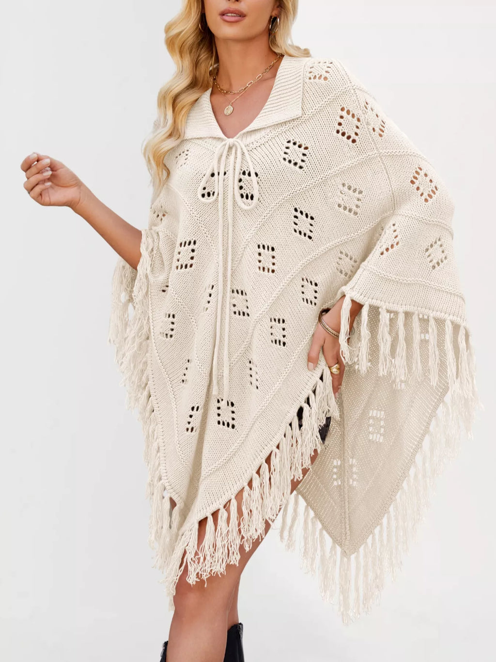 Fringe Openwork Knit Cover Up (2)