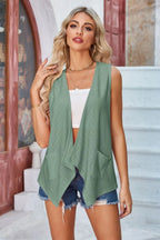 Eyelet Open Front Sleeveless Cardigan (17)