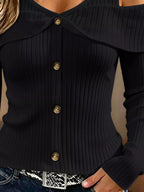 Cold Shoulder Ribbed Knit Top (3)