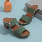 Pu Leather Block Heel Sandals (8)