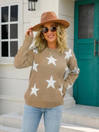 Star Round Neck Dropped Shoulder Sweater (2)