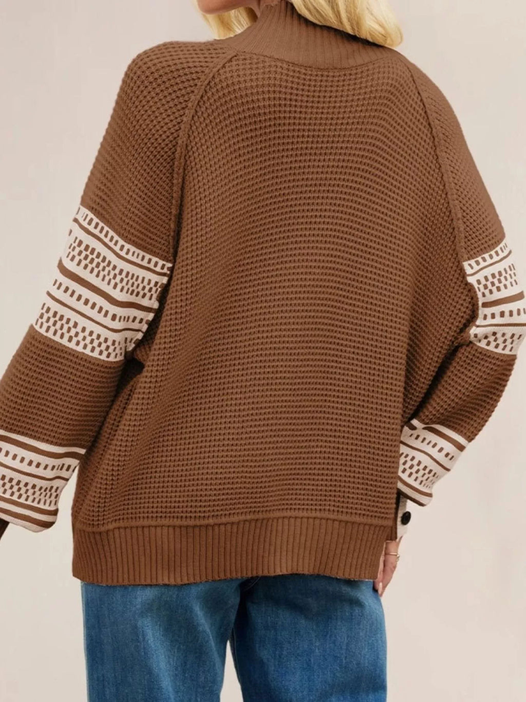 Waffle Knit Mock Neck Sweater (4)