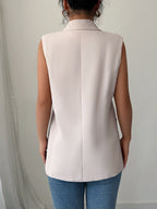 One Button V-neck Blazer Vest Coat (4)