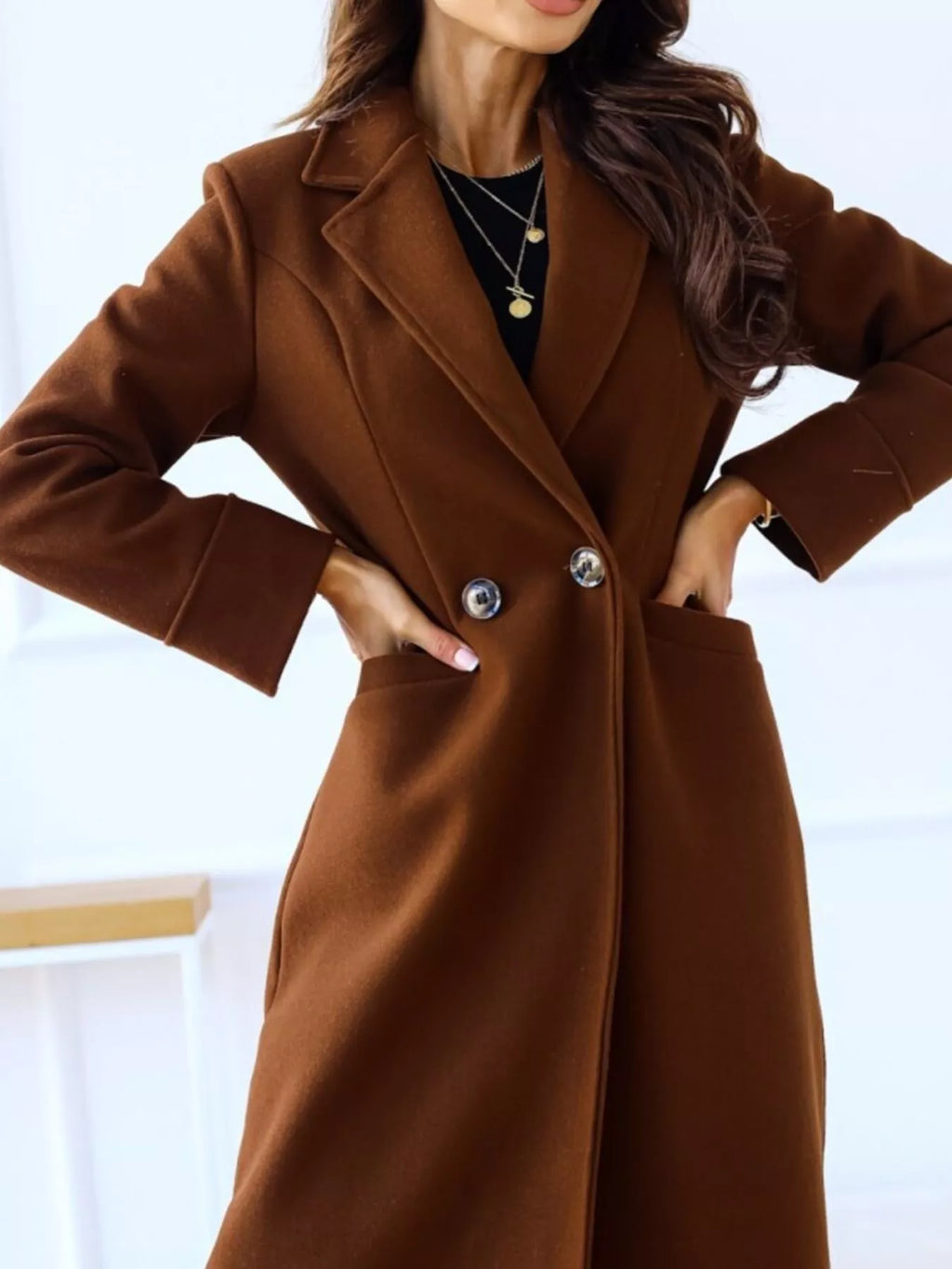 Lapel Collar Wool Blend Overcoat (12)