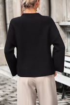 Mock Neck Dropped Shoulder Pullover Sweater (8)