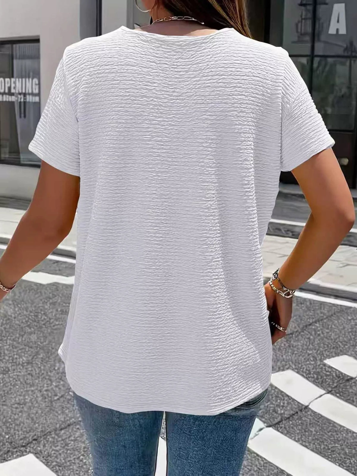 Textured Short Sleeve Blouse (8)