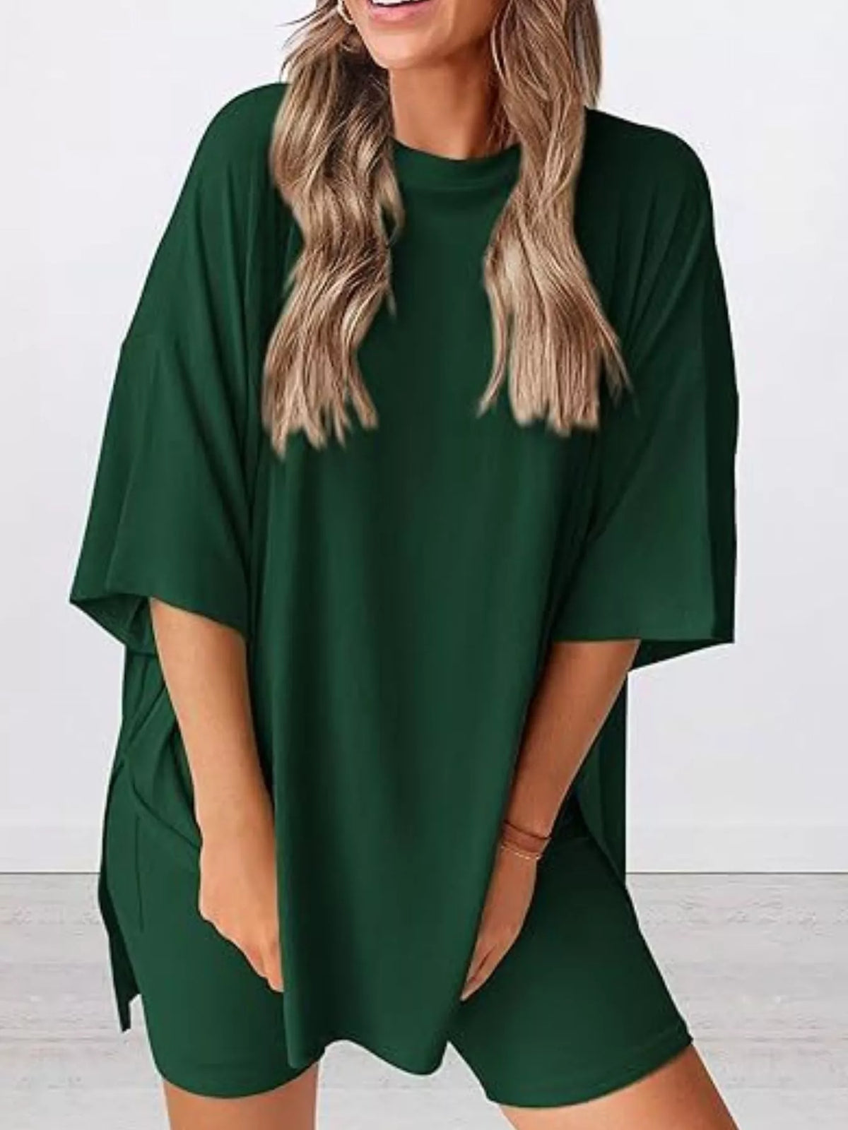 Full Size Half Sleeve T-shirt Shorts Set Plus (16)