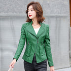 Suit Collar Biker Leather Jacket photo 2