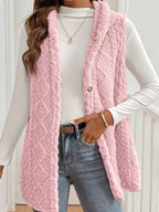 Hooded Button-up Sherpa Vest Coat (13)