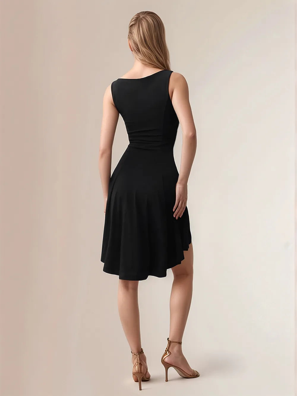 High-low Round Neck Sleeveless Mini Dress (2)