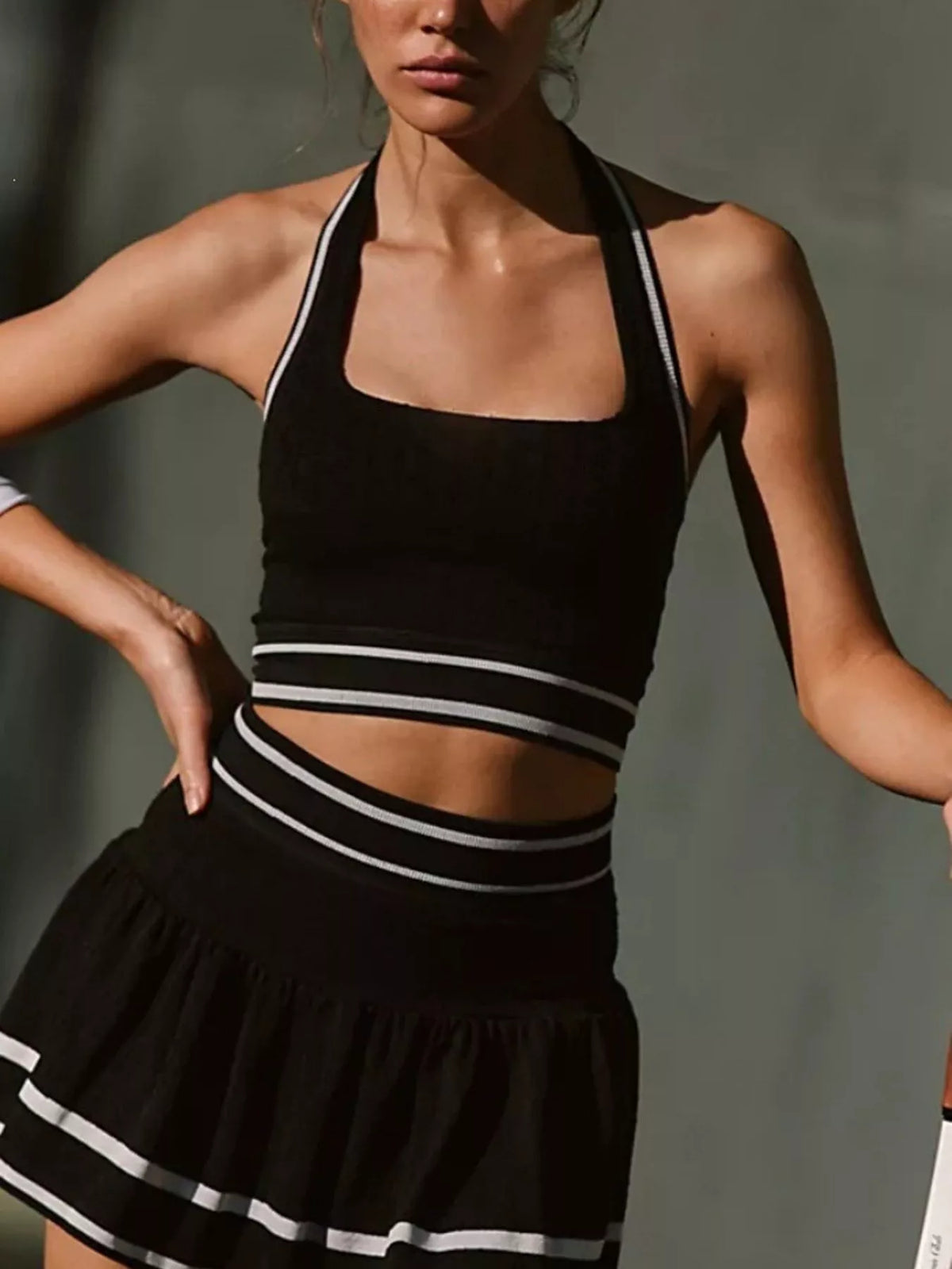 Halter Neck Tank Skirt Tennis Active Set (7)