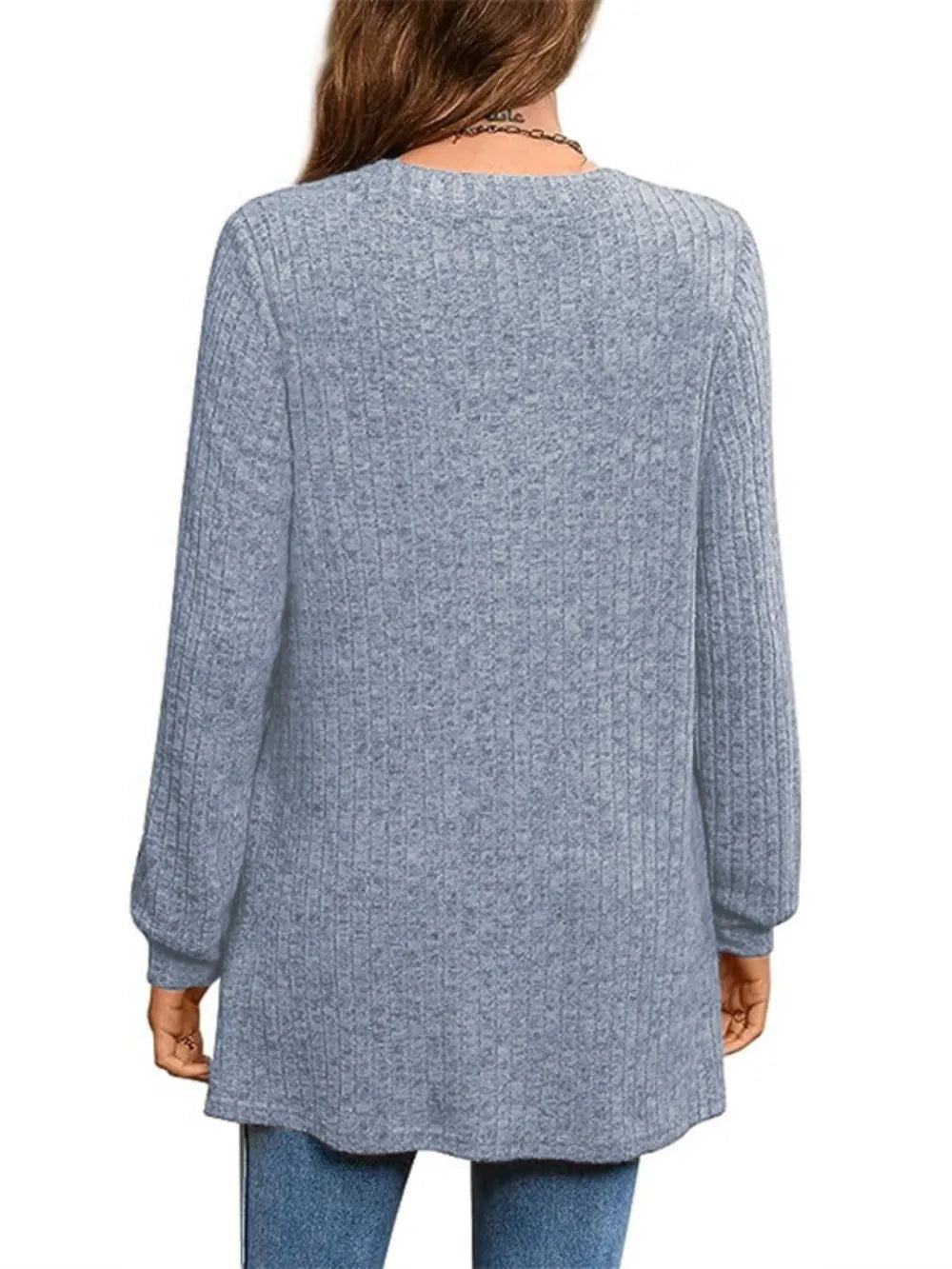 Ribbed Notched Long Sleeve T-shirt (2)