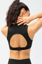 Full Size Cropped Cutout Back Zipper Front Active Tank Top (6)