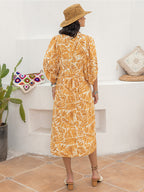 Printed Tie Neck Midi Dress (6)