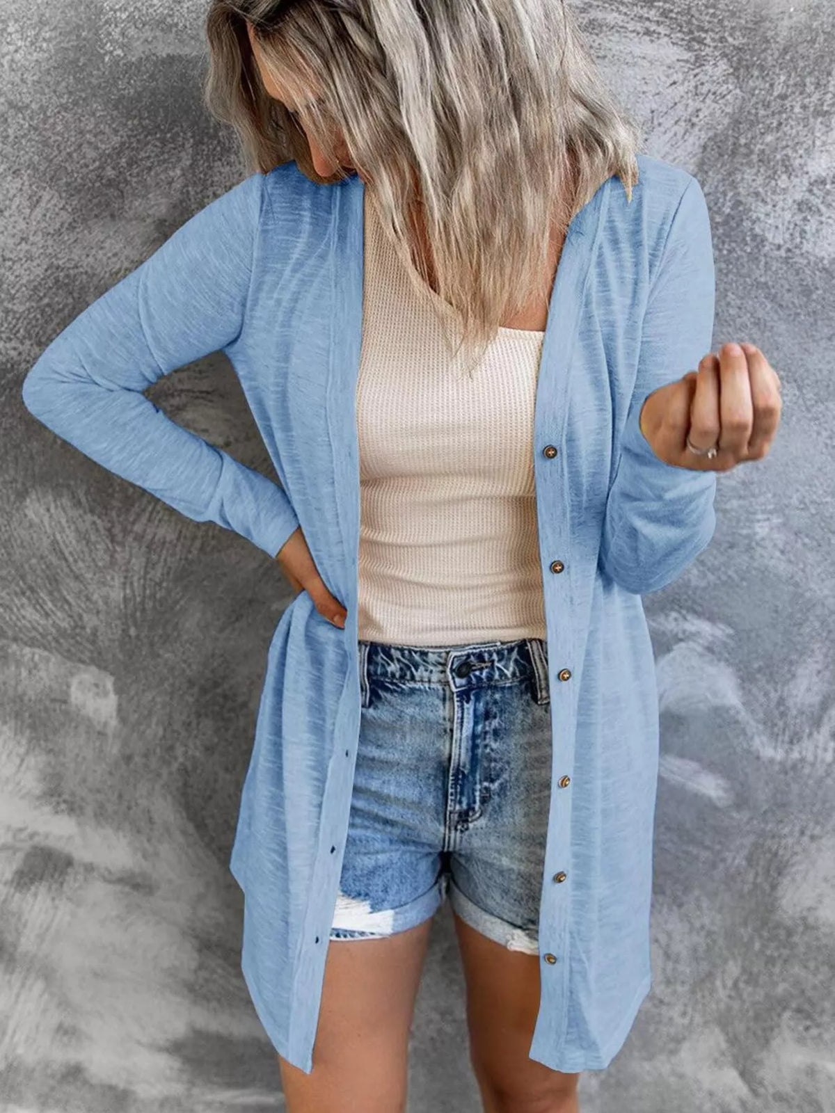 Full Size Lightweight Button-up Cardigan Plus (13)
