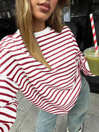 Striped Round Neck Oversized Casual Sweatshirt (14)