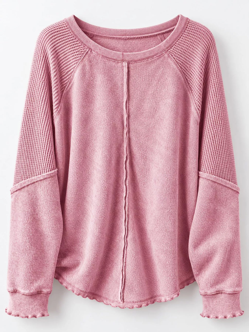Waffle Knit Raglan Sleeve Sweatshirt (15)