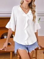 Ruffle Trim V-neck Blouse (18)